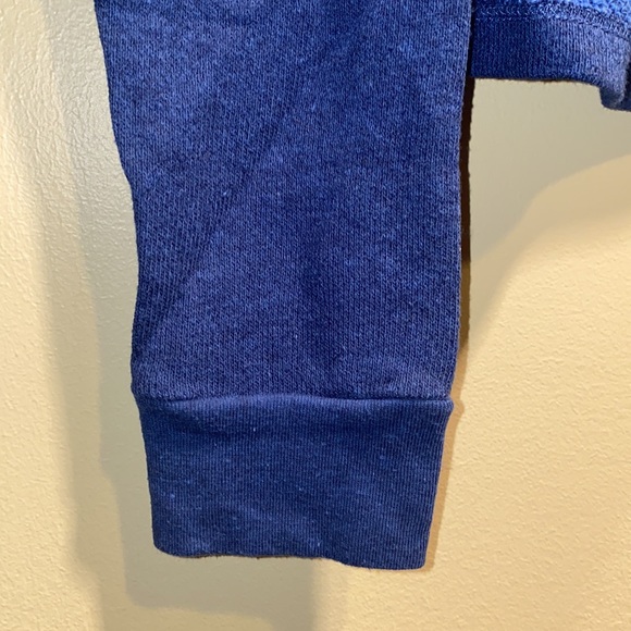 Check & Stripe Cropped Blue V-neck Sweatshirt Size: S - Picture 6 of 7